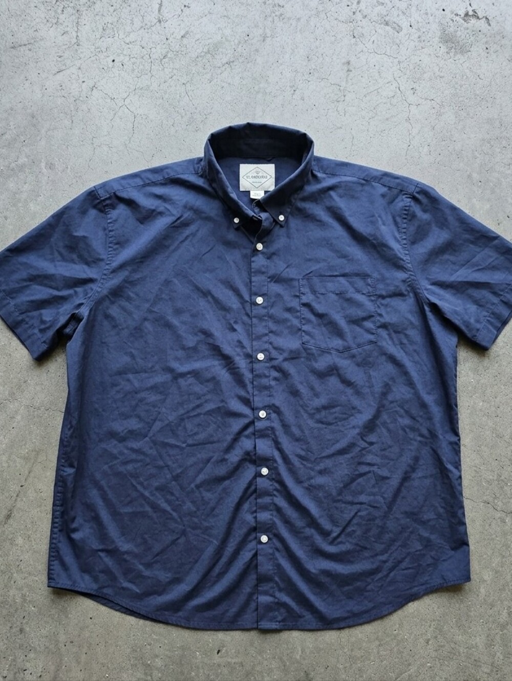 St. John's Bay Navy Short-Sleeve Button-Down Shirt Size XXL